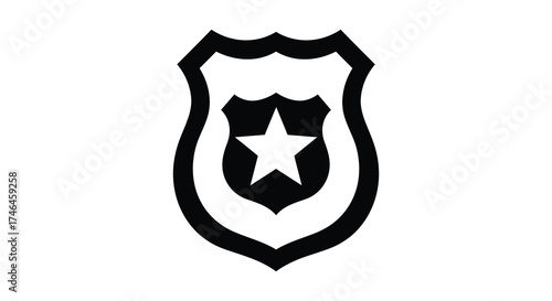 Police badge emblem security law enforcement symbol of authority and justice simple graphic silhouette