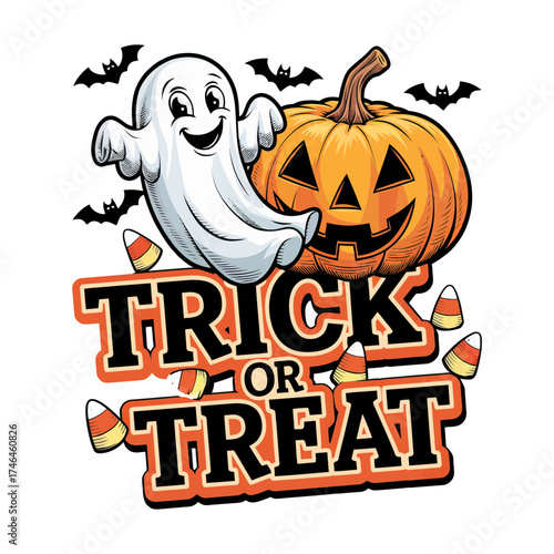 Trick or Treat Halloween Illustration.