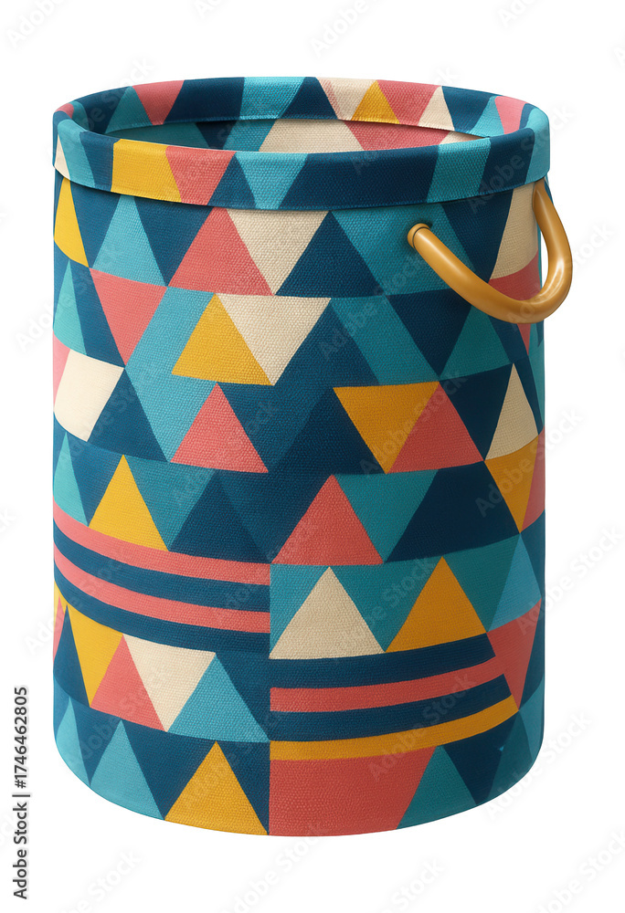 Fototapeta premium Trendy patterned laundry hamper for a teen's room, enhancing decor.
