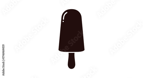 Delicious dark chocolate covered ice cream bar on a stick sweet frozen dessert treat silhouette