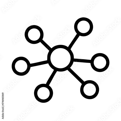 Illustration of a molecule with six branches