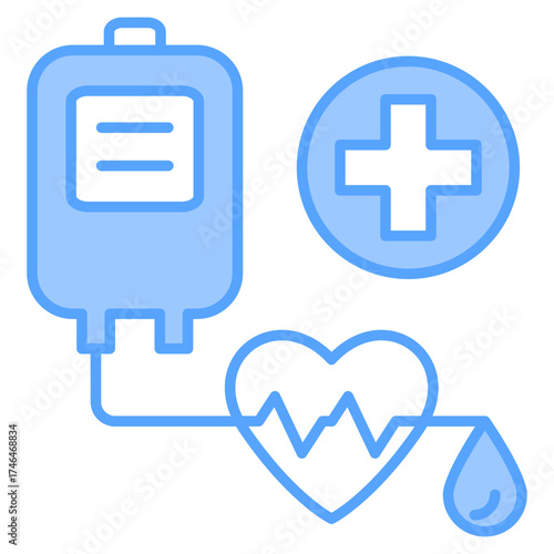 Blood Transfusion Line Blue Icon