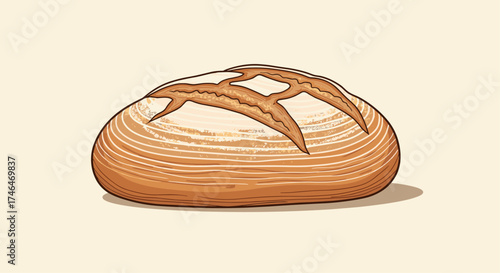 Freshly baked rustic artisan sourdough bread with a golden brown crust.