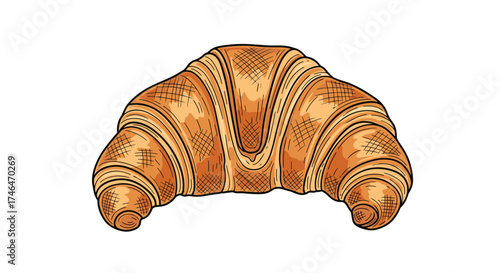 A golden brown flaky croissant with a crispy exterior and soft interior perfect for breakfast.