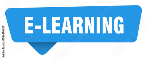 e-learning sticker. e-learning blue sign isolated on transpatent background