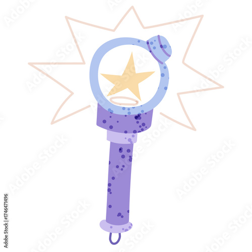 Lightstick for supporting a music band, fan support for Korean K-pop celebrities. Flat color illustration with texture. Glowing fan item at a concert. Youth fashion. Love for South Korea