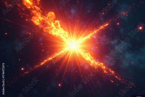 Wallpaper Mural Fiery Cosmic Star Explosion Intense Energy Radiates Across the Void - Perfect for Sci-Fi and Fantasy Torontodigital.ca