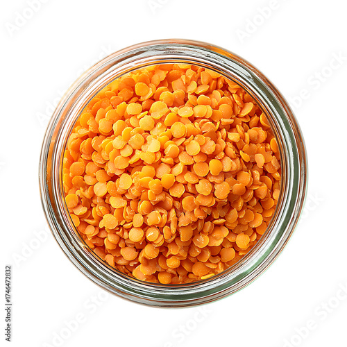 A small jar of split red lentils finely textured
