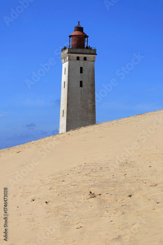 Photo with a view of the Rubjerg Knude lighthouse (also known as the 