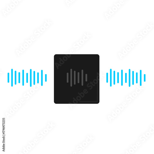 Mini voice recorder, portable tool for journalists to record interviews, flat art design style.
