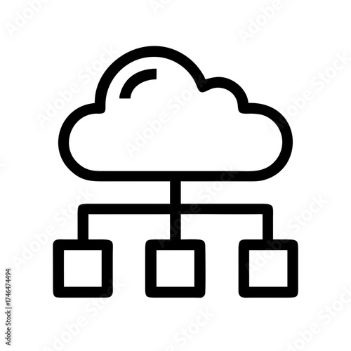 Cloud Multi-Tenant Icon Set – Vector, Outline, Technology, Network, Data, Server, Platform, Cloud