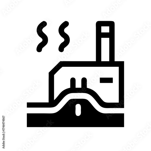 Sustainable Energy Modern Minimal Outline Vector Flat Editable Geothermal Icon Set