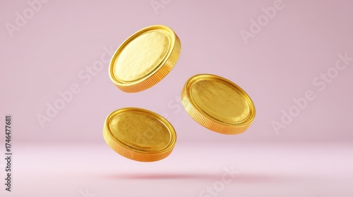 Money circulating in the economic system or financial liquidity concept. Consumer confidence and indicators of spending and consumption. Floating gold coins.