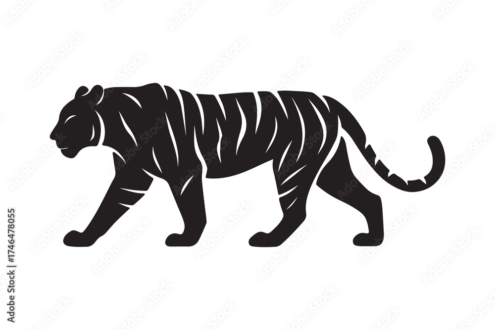 Naklejka premium tiger silhouette vector icon on white background