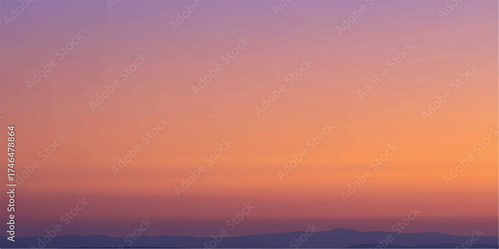 Fototapeta premium Beautiful Sunrise Sky with Vibrant Colors and Distant Mountain Silhouette