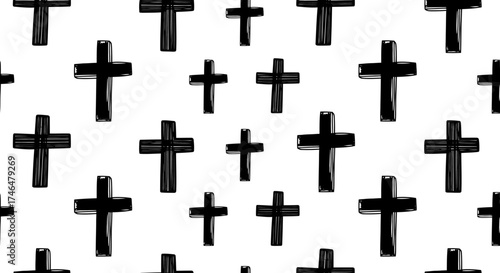Black Crosses Pattern Religious Symbol Background