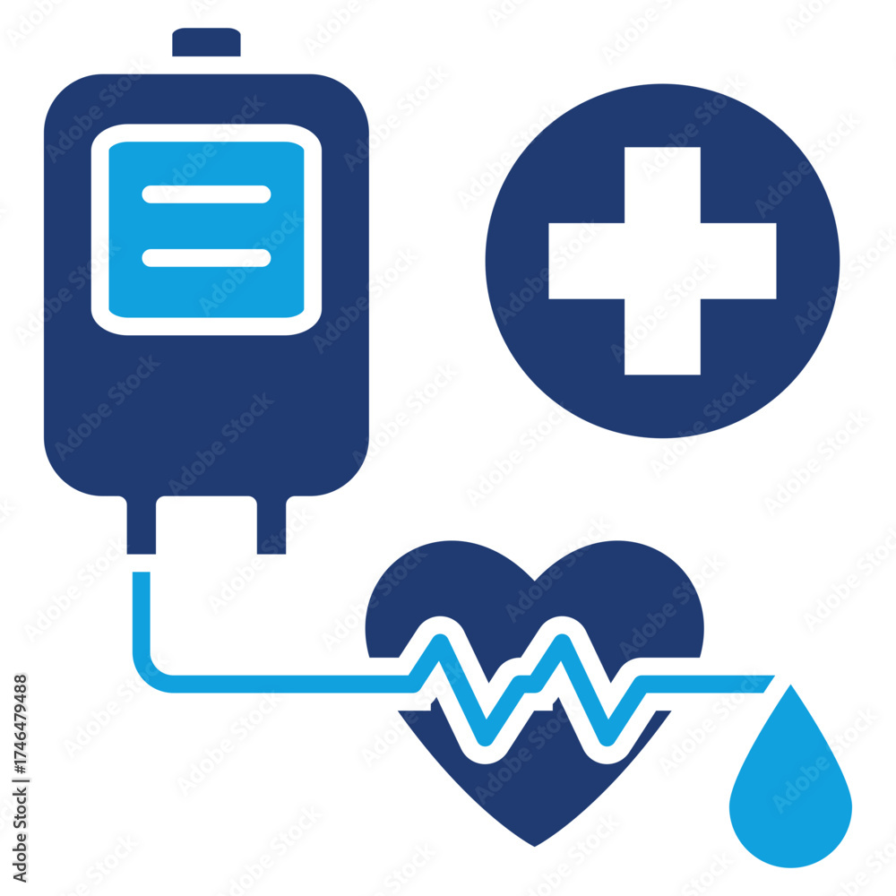 Obraz premium Blood Transfusion Flat Blue Icon