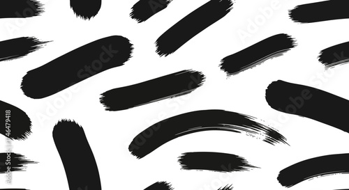 Brush Strokes Seamless Pattern Abstract Black Smears Design