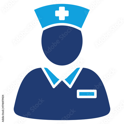 Nurse Flat Blue Icon