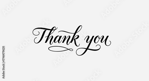 Elegant handwritten 'Thank you' message in a sophisticated script style for expressing gratitude and appreciation in various design projects