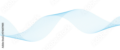 Abstract white and blue wave dynamic curve lines on white background. Energy technology concept modern backdrop design for business, presentation, banner.