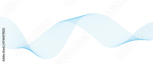 Abstract white and blue wave dynamic curve lines on white background. Energy technology concept modern backdrop design for business, presentation, banner.