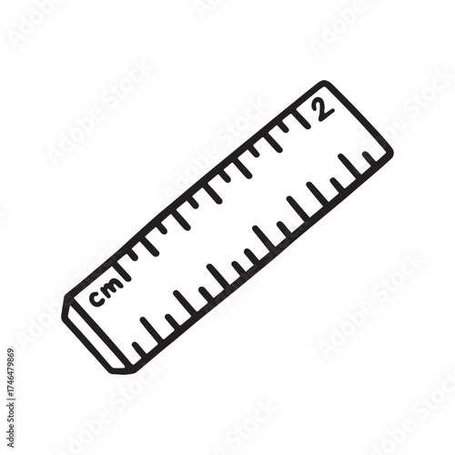 Very Simple Cute Ruler in Centimeters Line Art Design.