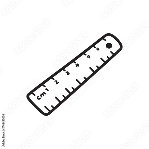 Very Simple Cute Ruler in Centimeters Line Art Design.