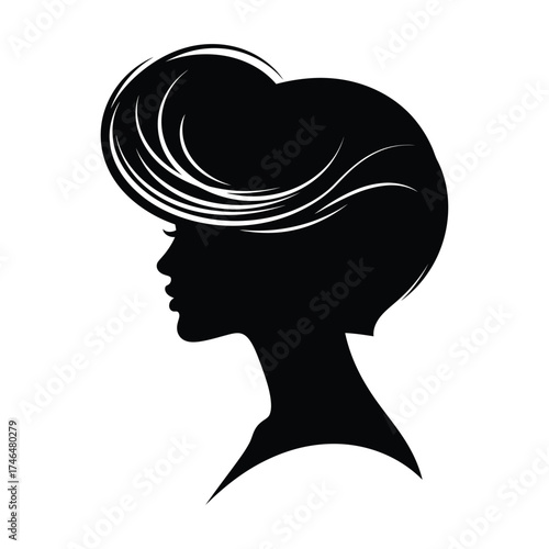 Stylish woman silhouette with a voluminous hairstyle