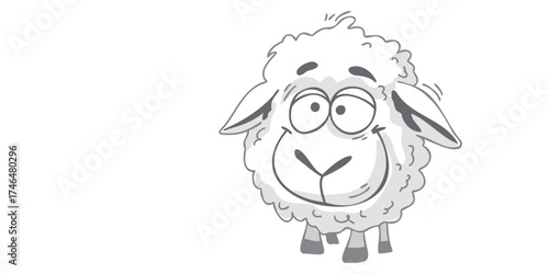 Canvas Print vector illustration wide-eyed fluffy sheep