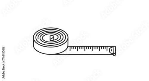Simple line drawing of a rolled measuring tape
