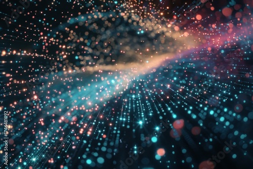 Wallpaper Mural Abstract particles background forming cyber space with depth of field Torontodigital.ca