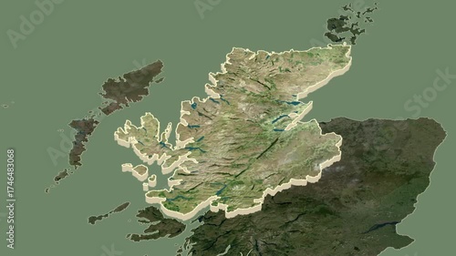 Highland region, Scotland - Great Britain, extruded. Administrative division of Scotland