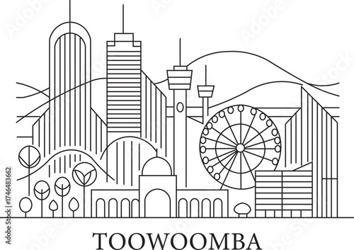 Toowoomba City Line Draw Simple Minimalist