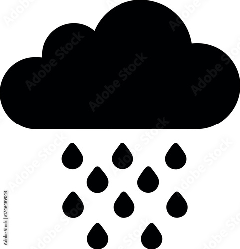 Coud and rain silhouette icon 