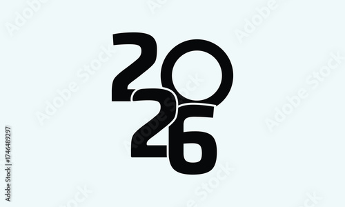 Modern 2026 Typography Logo Design – Minimalist Black and White Year Number Artwork