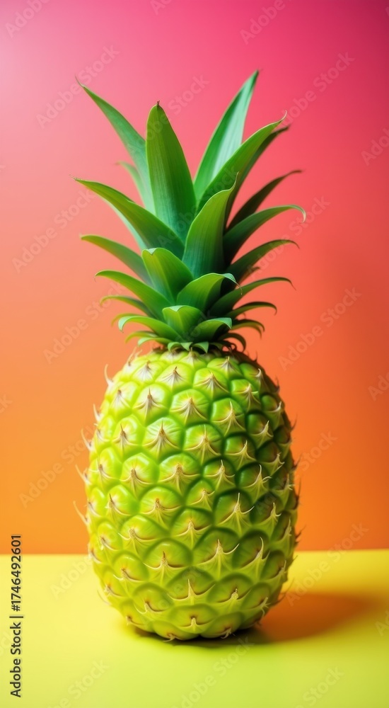 Fototapeta premium Pineapple sitting on a yellow table