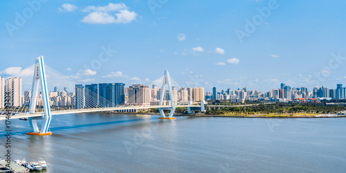 High View Scenery of Shiji Bridge in Haikou, Hainan Island, China