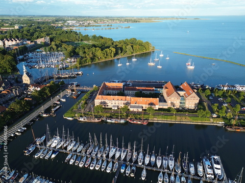 The city of Hoorn in the Netherlands from a bird's eye view