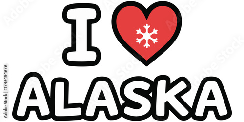 I Love Alaska Snowflake Vector – Winter State Pride Graphic Design