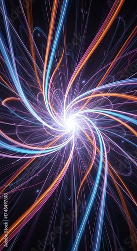 Wallpaper Mural Radiant spiral of intertwined light filaments forming a brilliant central explosion Torontodigital.ca
