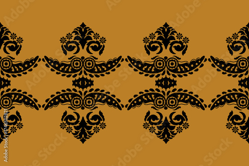 Ethnic abstract ikat fabric artwork with seamless