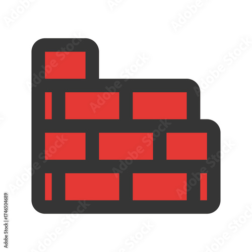 brick wall flat line icon