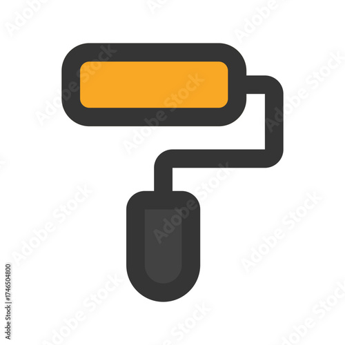 paint roller flat line icon