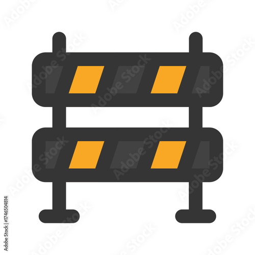 road block flat line icon