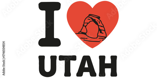 I Love Utah Delicate Arch Vector – Desert Landmark State Pride Design