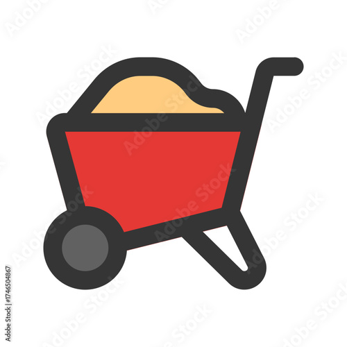wheelbarrow flat line icon