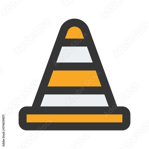 traffic cone flat line icon