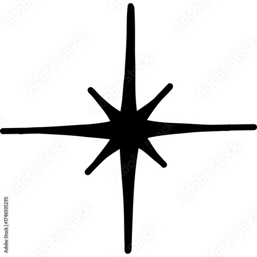 Stylized Black Starburst Symbol for Navigation and Design