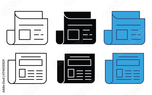 newspaper icon set vector illustration isolated on white background